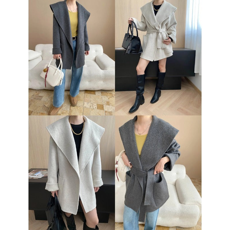 Damen Oversized-Mantel mit Revers und Taschen Eveloria