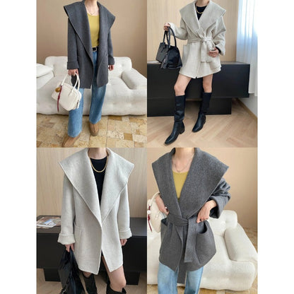 Damen Oversized-Mantel mit Revers und Taschen Eveloria