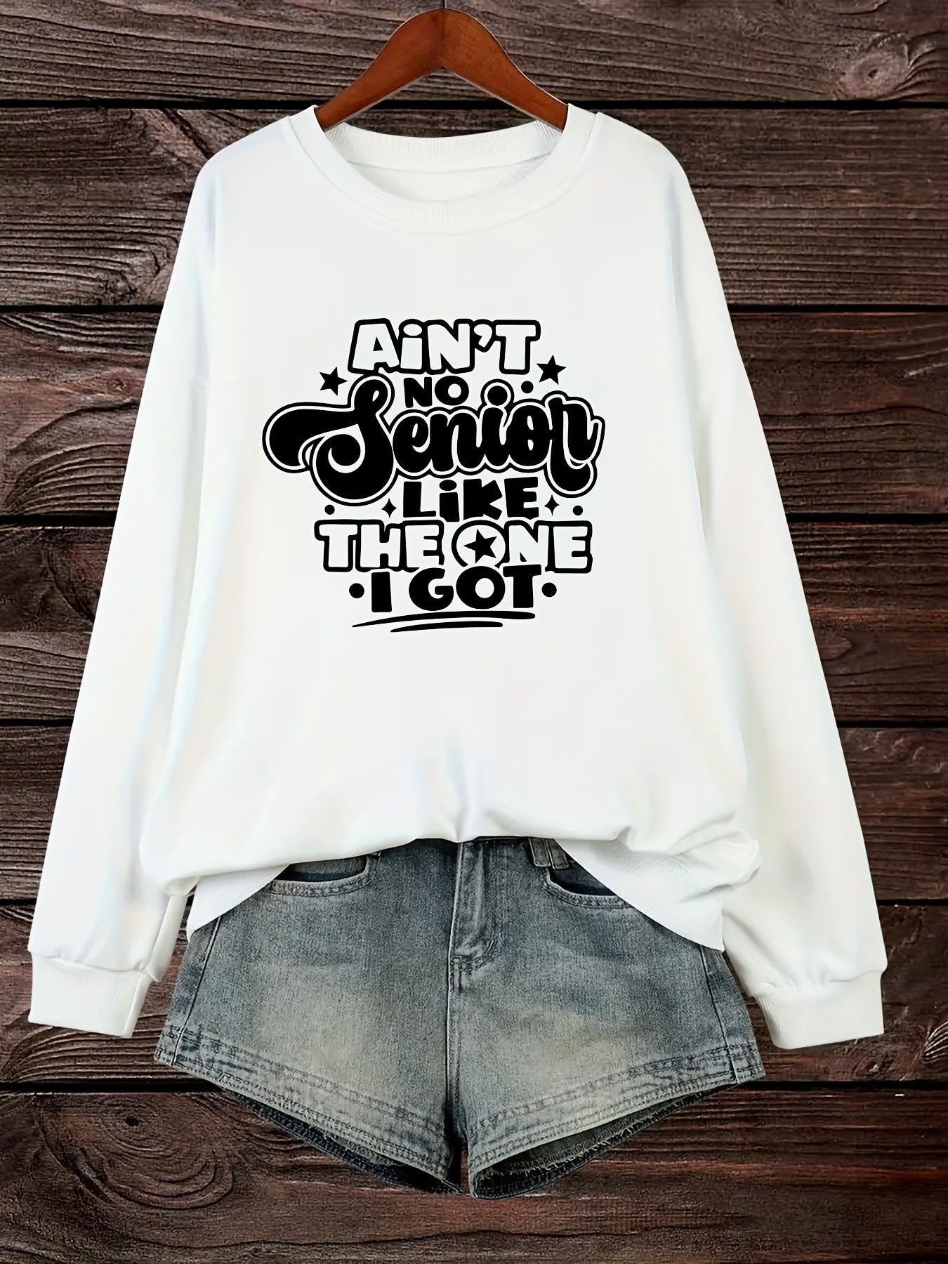 Damen Sweatshirt Lässiges Spruchdesign Grau Eveloria