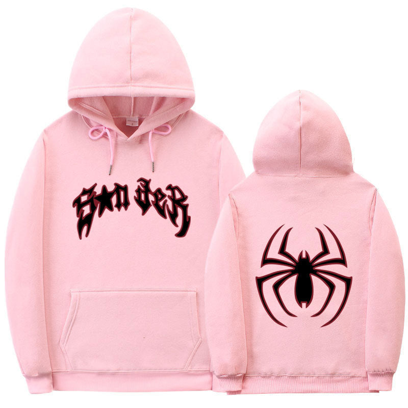 Damen Kapuzenpullover Spinnenmotiv Grobdruck Eveloria