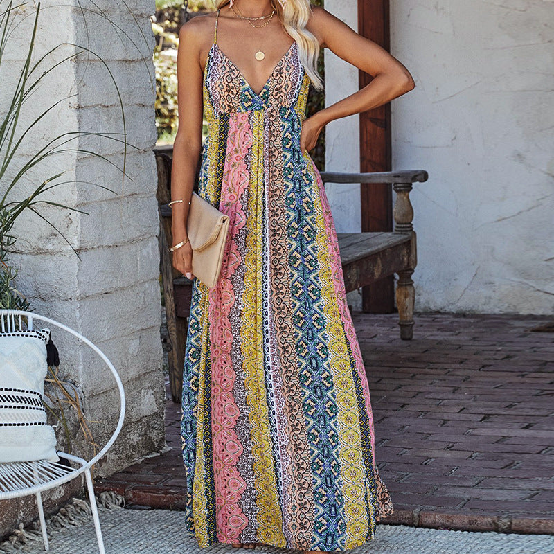 Damen Maxikleid Multi-Muster Verstellbare Träger Eveloria - Eveloria