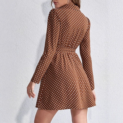 Damen Mini-Kleid Gepunktet Mit Gürtel