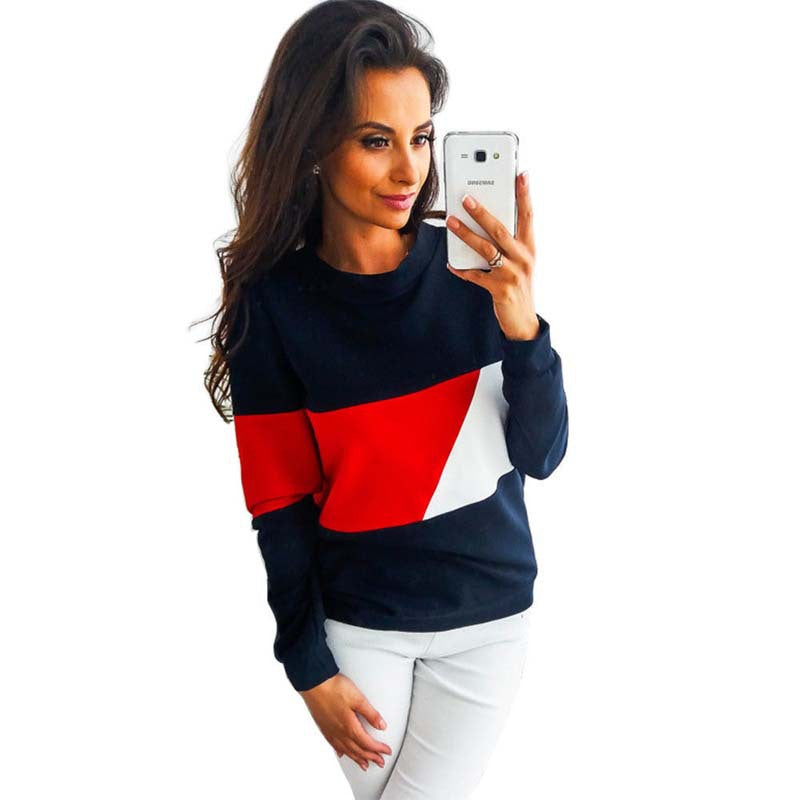 Damen Sweatshirt Farbblockdesign Lässig Grau