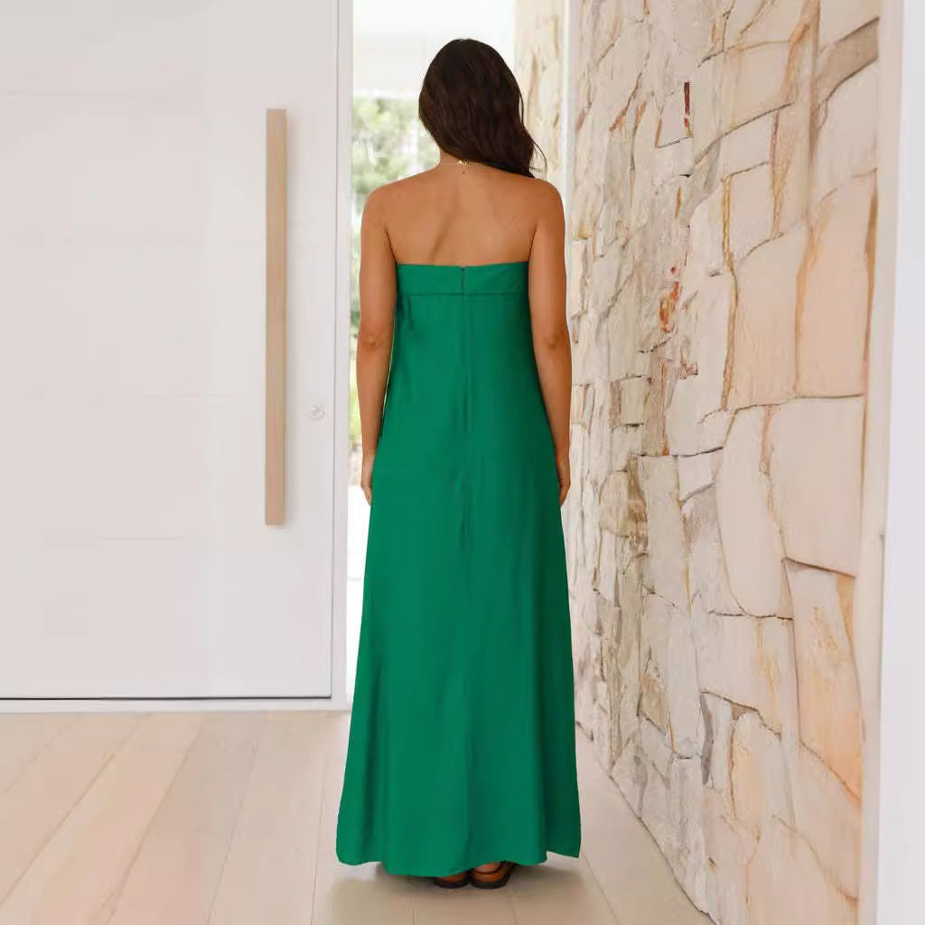 Damen Maxikleid Schlichtes Design Baumwolle Bequem