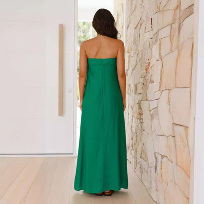Damen Maxikleid Schlichtes Design Baumwolle Bequem