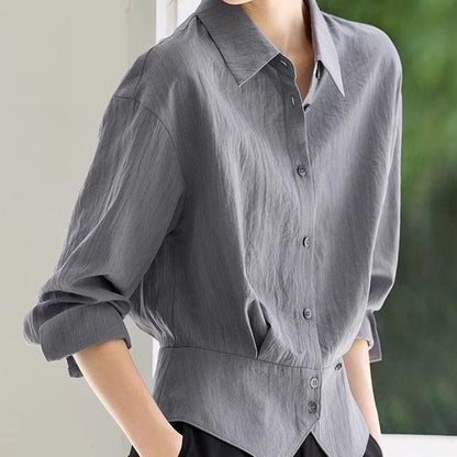 Damen Oversized Bluse mit Taillengürtel