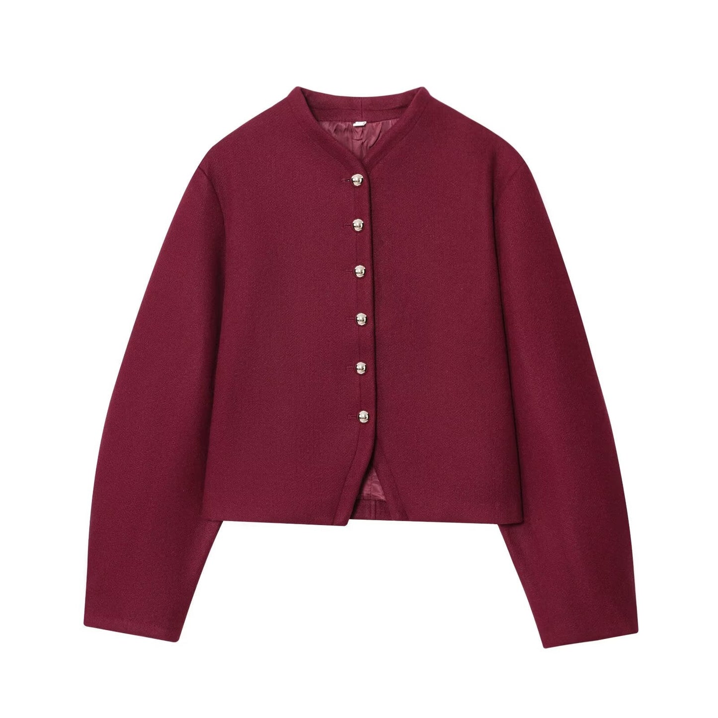 Damen Kurzjacke Wollmix Elegant Schimmernde Knöpfe
