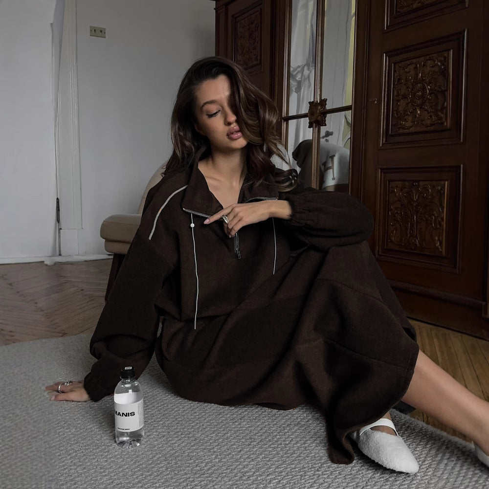 Damen Maxikleid Hochtaillen-Seitenschlitz dunkel nicht spezifiziert,