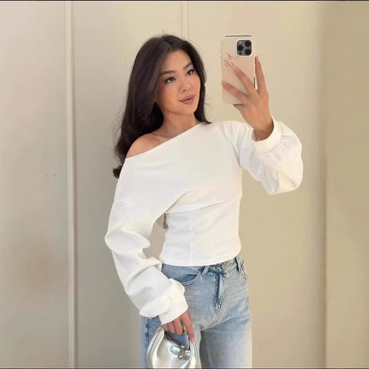 Damen Cropped Sweatshirt Schnürung Grau Eveloria