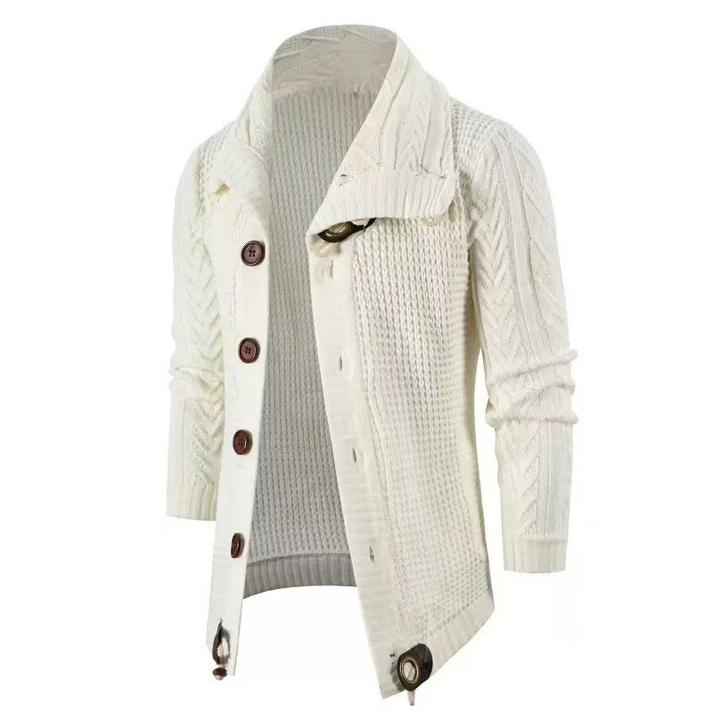 Herren Strickcardigan Schalkragen Große Holzknöpfe Beige