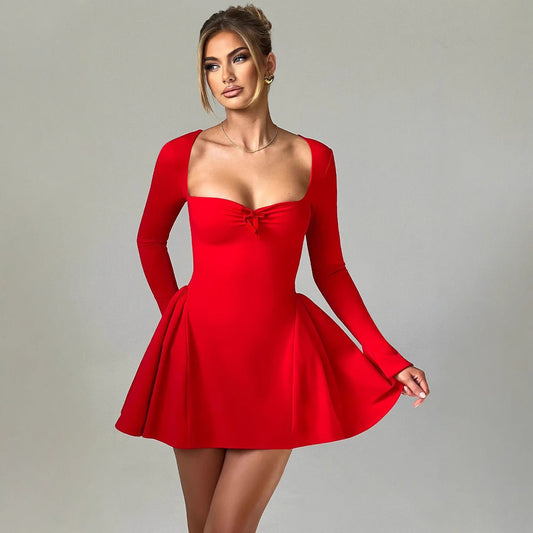 Damen Cocktailkleid V-Ausschnitt Schwingrock Eveloria - Eveloria