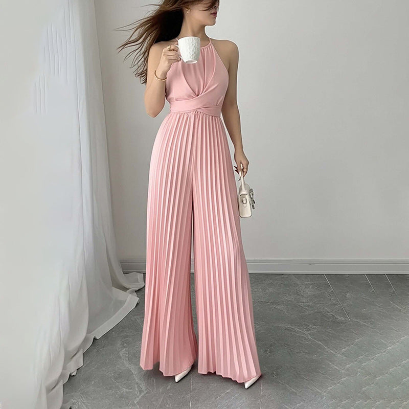 Damen Jumpsuit Plissiert Tiefes Dekolleté Tailliert Eveloria - Eveloria