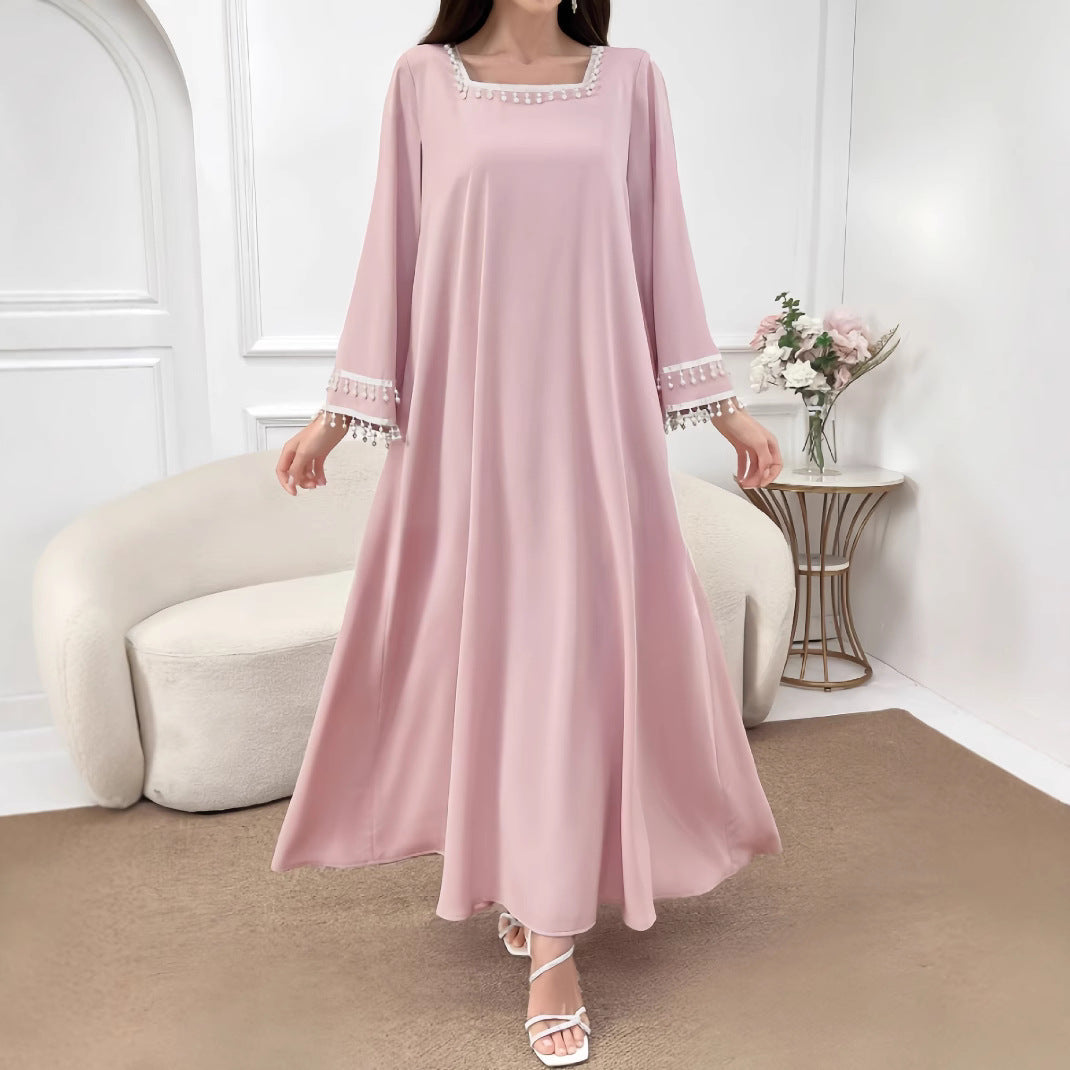 Damen Maxikleid mit Fransen und weiten Ärmeln Eveloria
