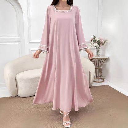 Damen Maxikleid mit Fransen und weiten Ärmeln Eveloria