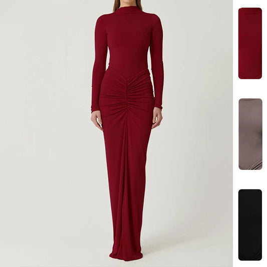 Damen Maxikleid Enganliegend Tiefes Dekolleté Schwarz Eveloria - Eveloria