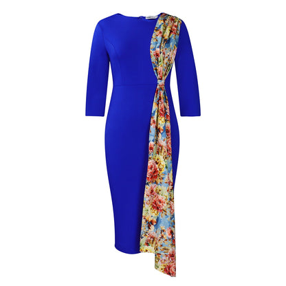Damen Etuikleid mit Blumenschal Eleganter Schnitt Eveloria