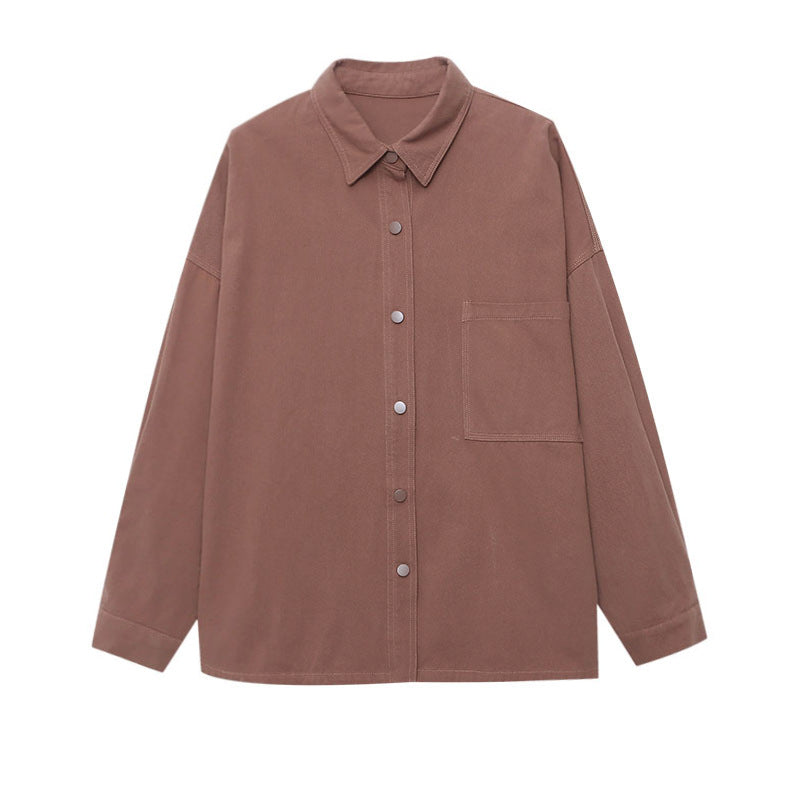 Damen Overshirtjacke mit Brusttasche und Druckknöpfen Eveloria