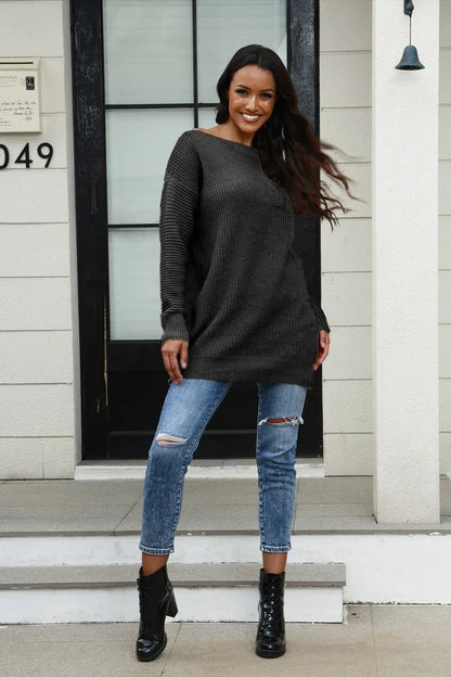 Damen Strickpullover Weites Design Strukturiert Eveloria