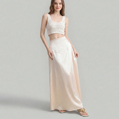 Damen Maxi-Rock Edelstoff Fließender Schnitt