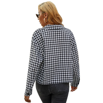 Damen Blusenshirt Hahnentrittmuster Eveloria