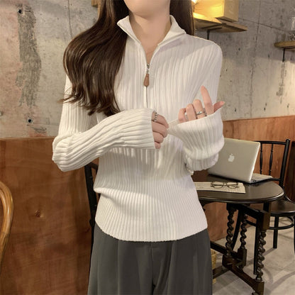 Damen Sweatshirt Stehkragen Elegant Geschnitten Eveloria