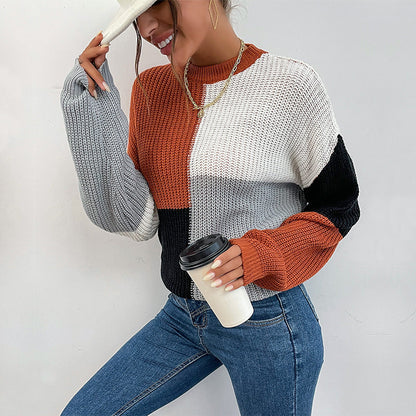 Damen Pullover Blockstreifen-Design Modern Eveloria