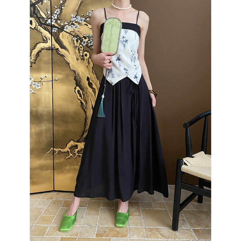 Damen Maxikleid Florales Oberteil Tiefes Rückenausschnitt