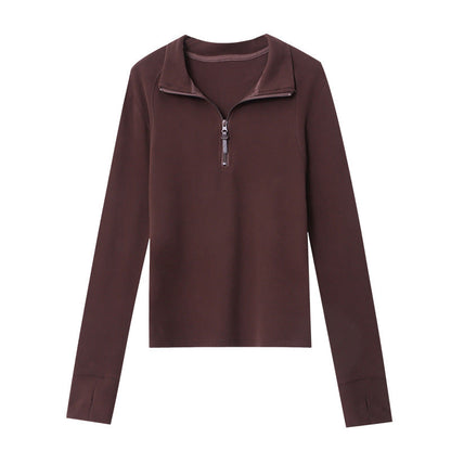 Damen Langärmeliger Pullover Quarter-Zip Elastisch Eveloria