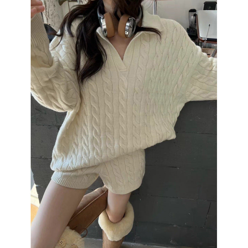 Damen Grobstrickpullover Zopfmuster Eveloria