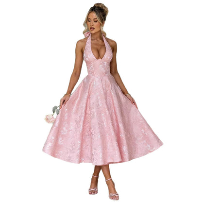 Damen Hochzeitskleid Halterneck Schwingrock Weiße Eleganz