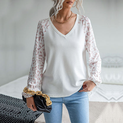Damen Langarmshirt V-Ausschnitt Strukturierte Ärmel Details Eveloria