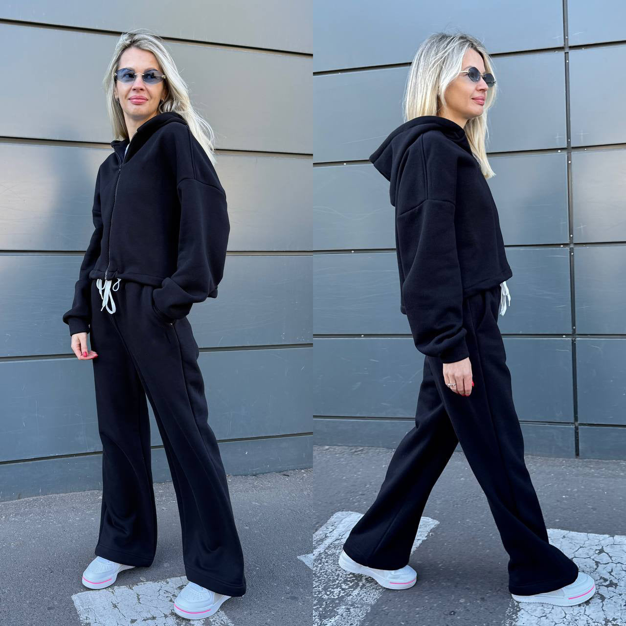 Damen Sportliches Lounge-Set Hoodie Weite Passform Eveloria