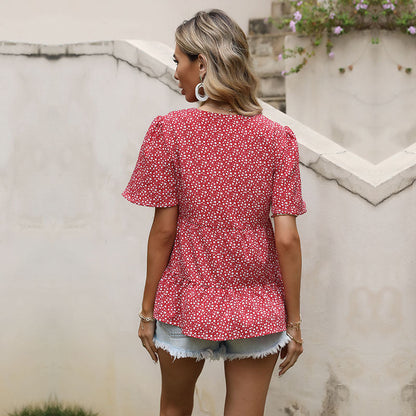 Damen Bluse mit Rüschendetails und floralem Muster