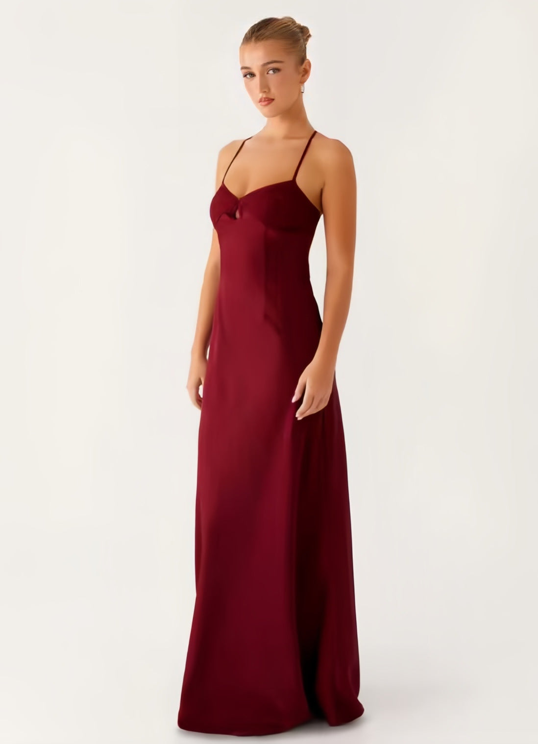 Damen Abendkleid Spaghettiträger Elegant Schlitz