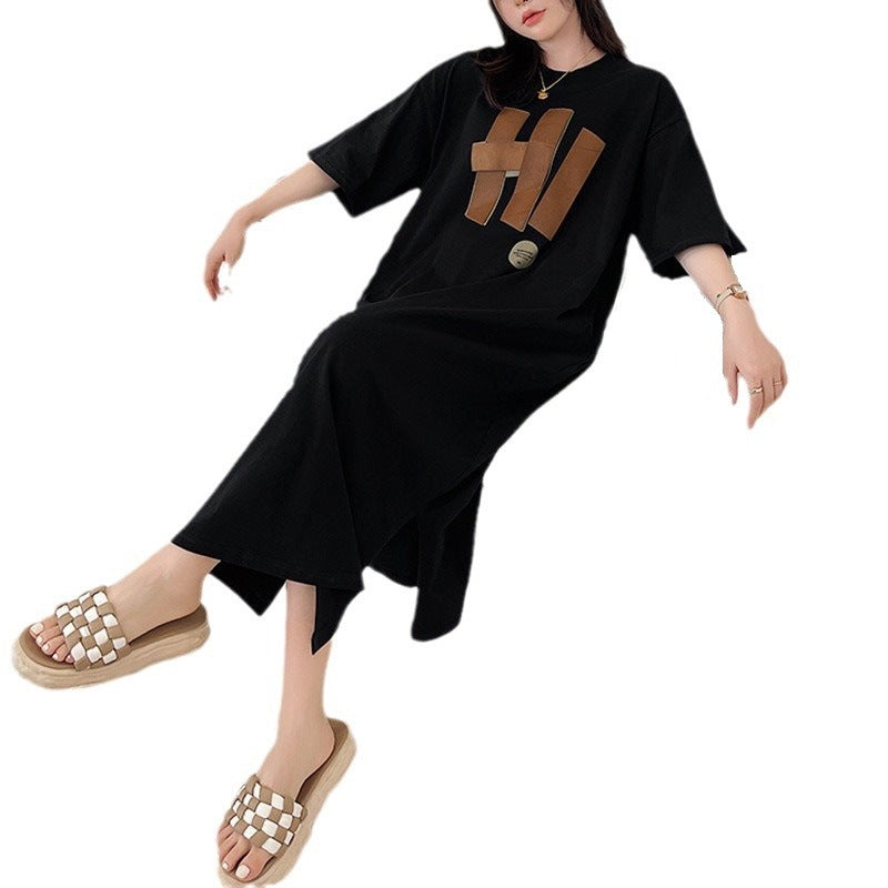 Damen Langarmkleid Grafikdruck Locker Leicht