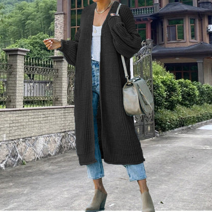 Damen Grobstrick-Cardigan Offene Maschen Lässiger Schnitt