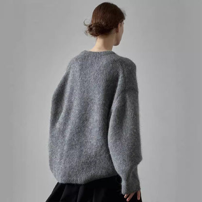 Damen Oversize-Pullover Weiches Material Beige