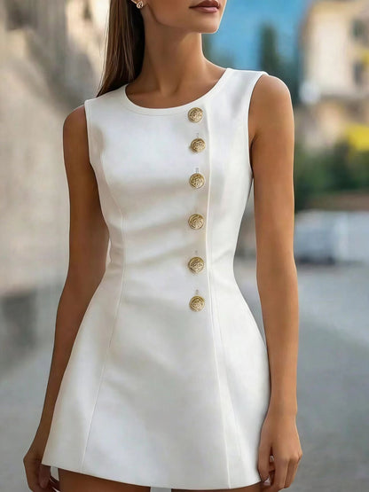 Damen Minikleid Figurbetont Knopfdetails Eveloria