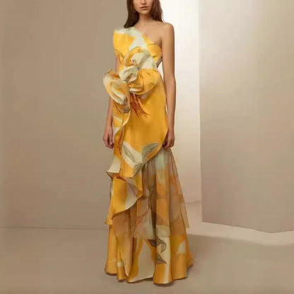 Damen Hochzeitskleid Asymmetrisch Florale Akzente Weiße Eveloria