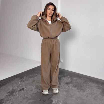 Damen Fleece-Jogginganzug Oversized mit Kapuze Eveloria