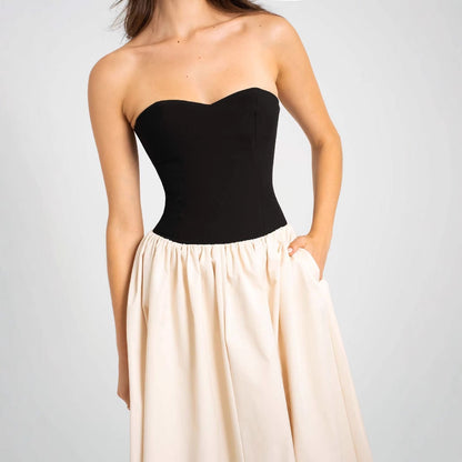 Damen Maxikleid Herzförmiger Ausschnitt Eleganter Rock