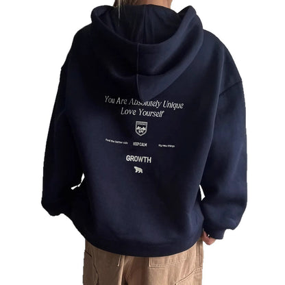 Damen Kapuzenpullover Bequem Motivierender Schriftzug Grau Eveloria
