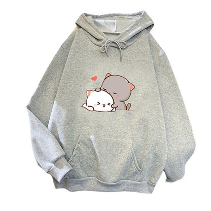 Damen Kapuzenpullover Katzenmotiv Bequem Grün