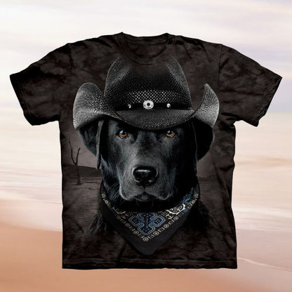 Damen T-Shirt mit Hundemotiv und Cowboyhut-Design Eveloria