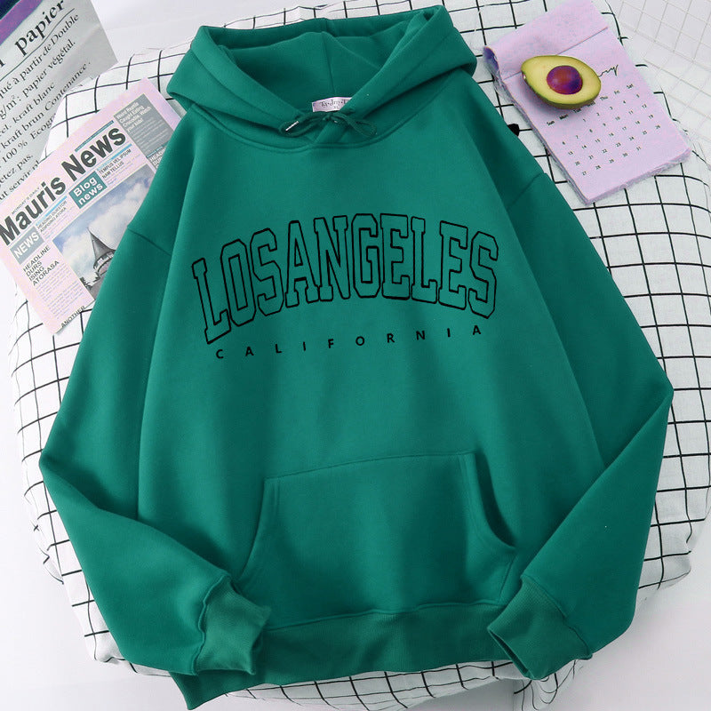 Damen Kapuzenpullover Weiter Schnitt Los Angeles Print