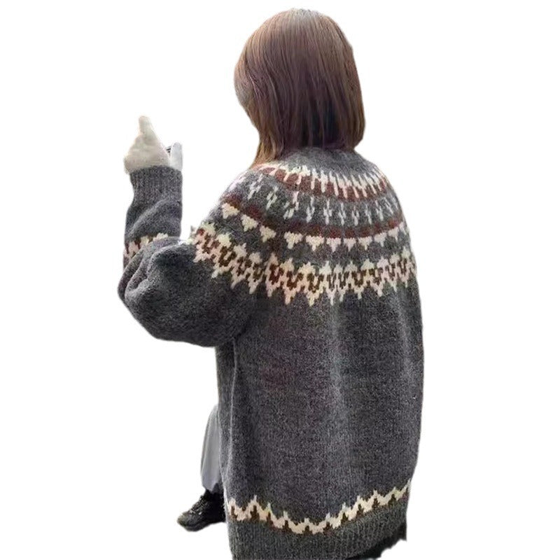Damen Pullover Norwegermuster Eveloria Strick