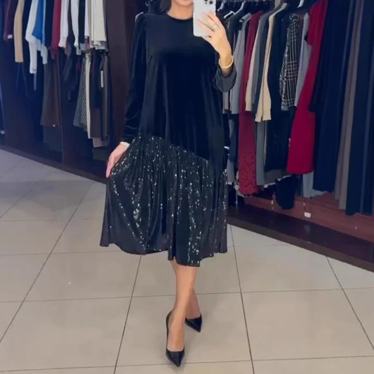 Eveloria Damen Partykleid mit Funkelrock Weiches Oberteil - Eveloria