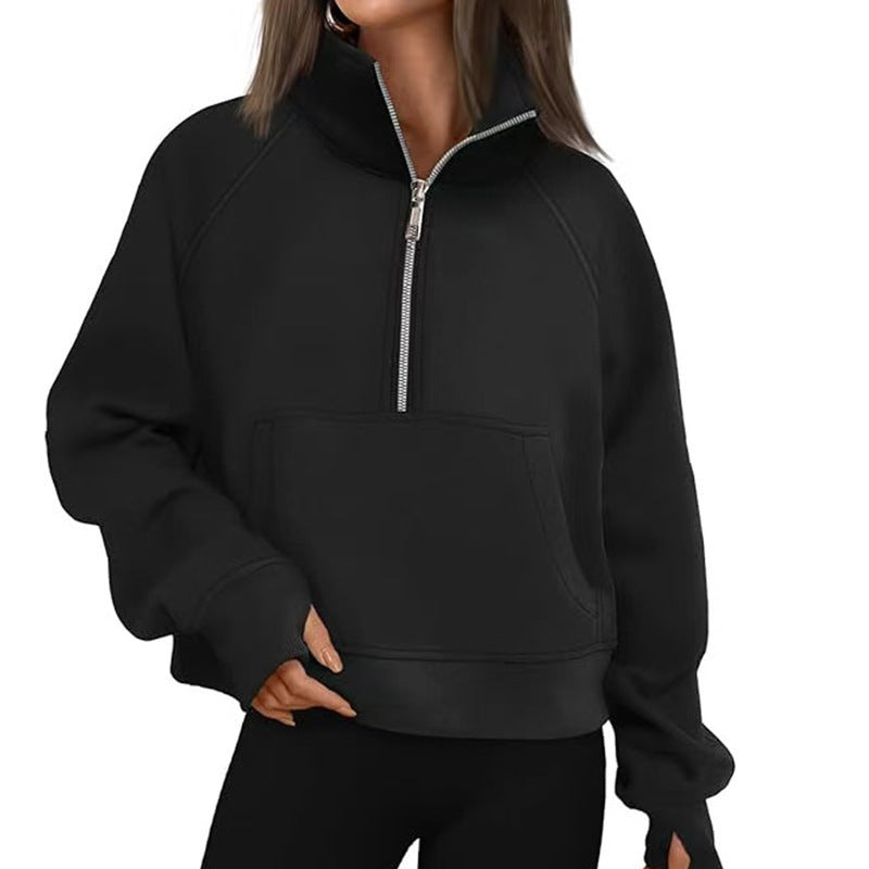 Damen Hoodie Sportlich Hoher Kragen Eveloria