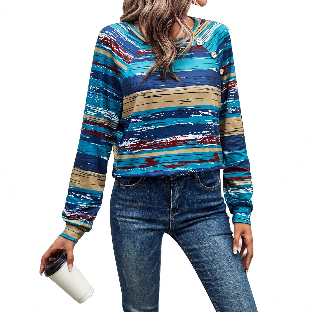 Damen Langarm-Pullover Gemustert Mit Knopfdetails Grau