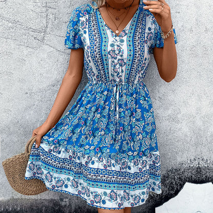 Damen Freizeitkleid Floralmuster Elastisch